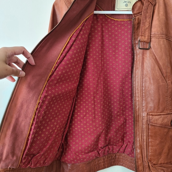 CAMPUS Vintage Genuine Leather Brown Jacket size XS - Picture 8 of 8